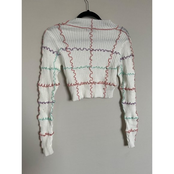 Hot & Delicious 2 Piece Top & Skirt Set Cream w/ Stripe Design - SIze Small - Picture 7 of 15